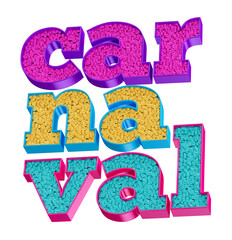 Carnival name in 3d render for campaign in Brazil
