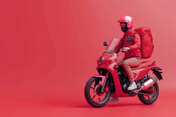 red shirt rider Ready for food delivery with online applications