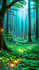 Fairy Forest. Enchanted. Magical. Woodland. Fantasy. Fairytale. Mystical. Whimsical. Nature. Greenery. Scenic. Fairyland. Forest Glade. Ethereal. Wooded Realm. AI Generated.