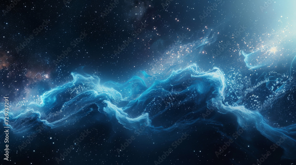 Poster translucent waves of shimmering particles create a galactic panorama enveloping you in a weightless 