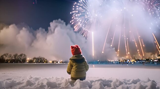 Youngsters captivated by the vibrant New Year’s Day fireworks spectacle