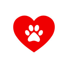 Paw print with heart icon