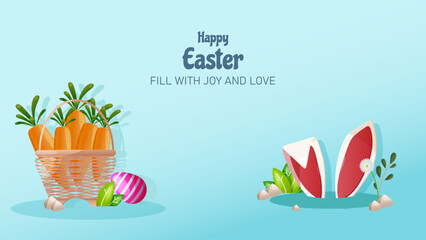Fototapeta premium Fill with joy and love easter day background template with copyspace area