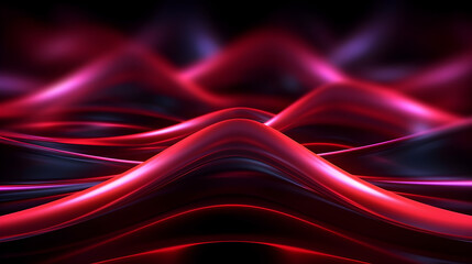 Futuristic Red laser light backdrop with curved light tails and abstract neon light lines