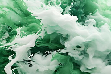 Abstract smoke 015, green and white. Generate Ai