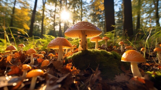 mushrooms fungus jena autumn ground perspective germany europe thuringia
