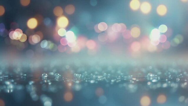 wet road with bokeh light background