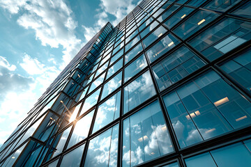 Obraz premium glass facade of a modern office building against a blue sky