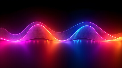 Neon waves abstract background, 3d render. Futuristic technology style, Luminous Waves of Color