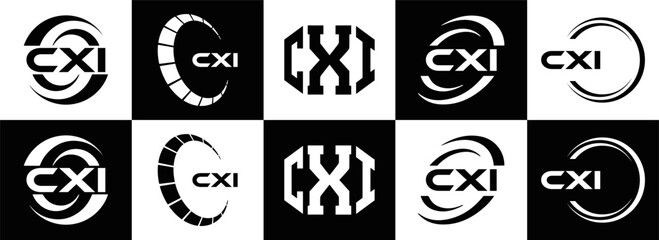 CXI logo. CXI set , C X I design. White CXI letter. CXI, C X I letter logo design. Initial letter CXI letter logo set, linked circle uppercase monogram logo. C X I letter logo vector design.	
