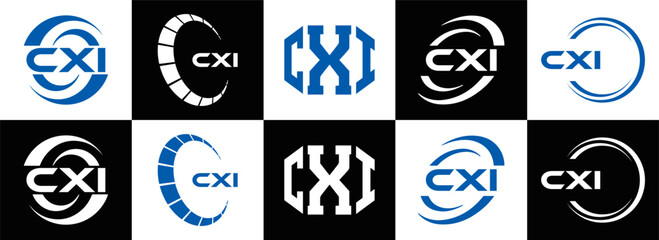 CXI logo. CXI set , C X I design. White CXI letter. CXI, C X I letter logo design. Initial letter CXI letter logo set, linked circle uppercase monogram logo. C X I letter logo vector design.	
