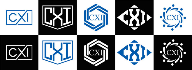 CXI logo. CXI set , C X I design. White CXI letter. CXI, C X I letter logo design. Initial letter CXI letter logo set, linked circle uppercase monogram logo. C X I letter logo vector design.	
