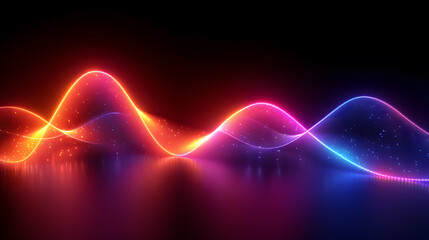 Neon waves abstract background, 3d render. Futuristic technology style, Luminous Waves of Color