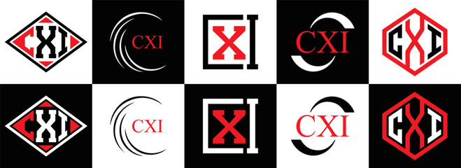 CXI logo. CXI set , C X I design. White CXI letter. CXI, C X I letter logo design. Initial letter CXI letter logo set, linked circle uppercase monogram logo. C X I letter logo vector design.	
