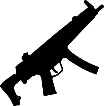 Black and white image of light machine gun MP5