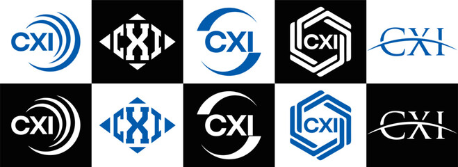 CXI logo. CXI set , C X I design. White CXI letter. CXI, C X I letter logo design. Initial letter CXI letter logo set, linked circle uppercase monogram logo. C X I letter logo vector design.	
