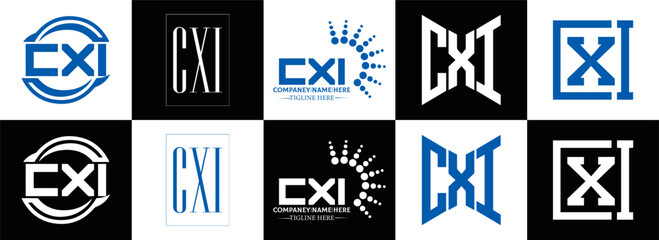 CXI logo. CXI set , C X I design. White CXI letter. CXI, C X I letter logo design. Initial letter CXI letter logo set, linked circle uppercase monogram logo. C X I letter logo vector design.	
