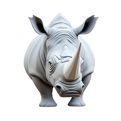 3D Cartoon Artistic Rhinoceros Illustration No Background Perfect for Print on Demand Digital Animal Art