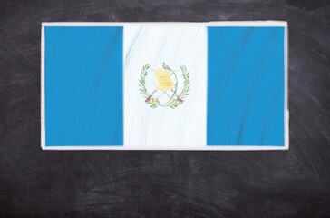 Hand drawn flag of Guatemala on a black chalkboard