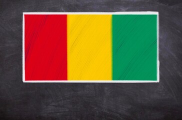Hand drawn flag of Guinea on a black chalkboard