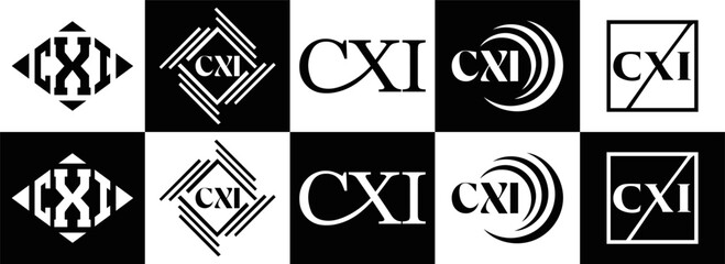 CXI logo. CXI set , C X I design. White CXI letter. CXI, C X I letter logo design. Initial letter CXI letter logo set, linked circle uppercase monogram logo. C X I letter logo vector design.	
