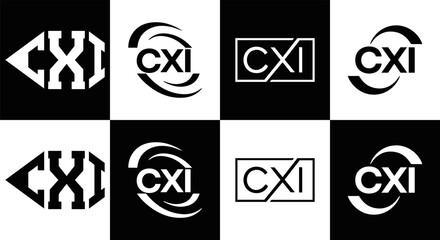 CXI logo. CXI set , C X I design. White CXI letter. CXI, C X I letter logo design. Initial letter CXI letter logo set, linked circle uppercase monogram logo. C X I letter logo vector design.	
