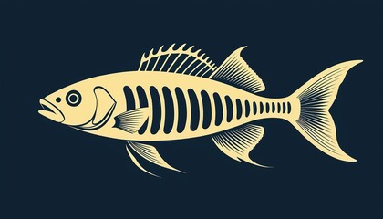 Graphic Design of Fish Bone Icon in Modern Flat Vector