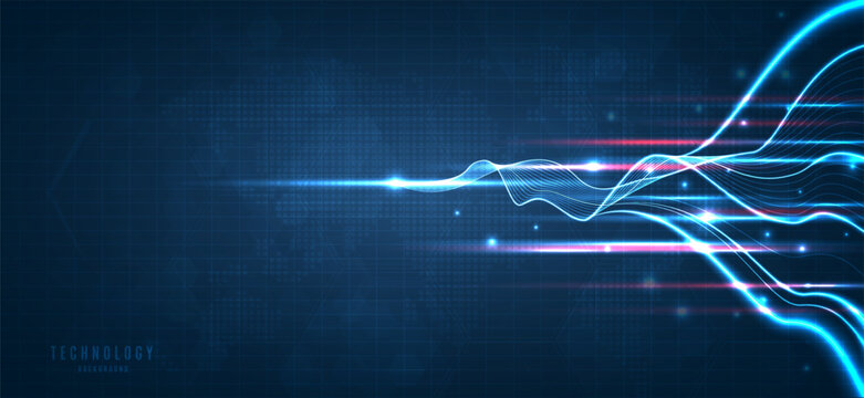 Blue light streak, fiber optic, speed line, futuristic background for 5g or 6g technology wireless data transmission, high-speed internet in abstract. internet network concept. vector design.