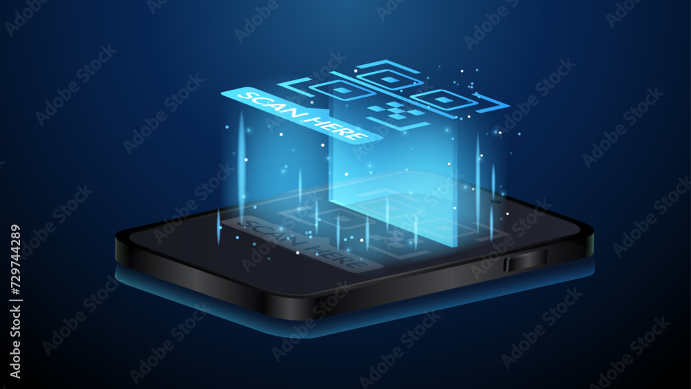 Poster qr code verification banner. verification concept for online shopping, shopping special offer promot