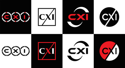 CXI logo. CXI set , C X I design. White CXI letter. CXI, C X I letter logo design. Initial letter CXI letter logo set, linked circle uppercase monogram logo. C X I letter logo vector design.	
