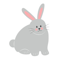 Cute little rabbit. Easter bunny. Vector illustration isolated on white background.