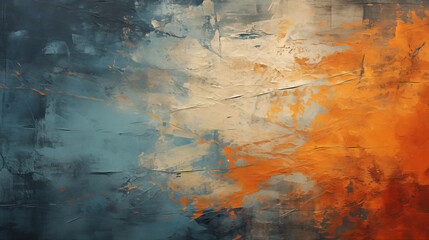 Blue and Orange Grunge Fusion: Abstract Screen Distortion