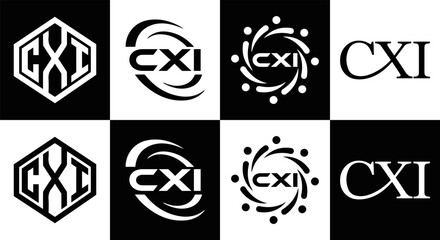 CXI logo. CXI set , C X I design. White CXI letter. CXI, C X I letter logo design. Initial letter CXI letter logo set, linked circle uppercase monogram logo. C X I letter logo vector design.	
