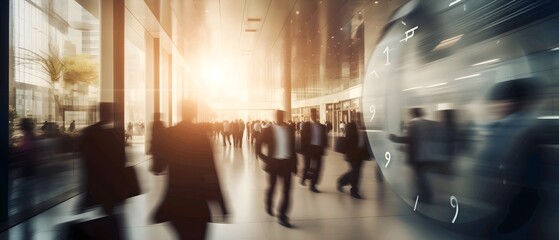 Work at the office. Busy time bussiness blurred background.  Rush hour time concept