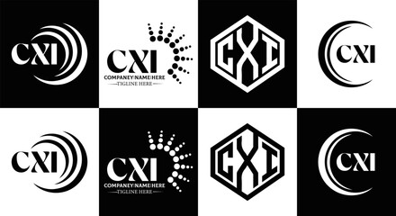 CXI logo. CXI set , C X I design. White CXI letter. CXI, C X I letter logo design. Initial letter CXI letter logo set, linked circle uppercase monogram logo. C X I letter logo vector design.	
