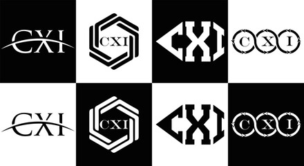 CXI logo. CXI set , C X I design. White CXI letter. CXI, C X I letter logo design. Initial letter CXI letter logo set, linked circle uppercase monogram logo. C X I letter logo vector design.	
