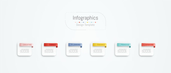 Infographic 6 options design elements for your business data. Vector Illustration.
