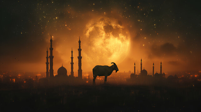 Eid al Adha Mubarak Islamic festival social media banner and Eid Mubarak Post Template sheep and lamb