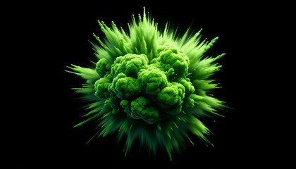 An abstract representation of a toxic event, this image showcases a luminous green explosion, ideal for sci-fi and catastrophic scenarios.
Generative AI. - obrazy, fototapety, plakaty