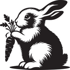 Bunny Munching Carrot - obrazy, fototapety, plakaty
