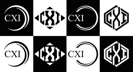 CXI logo. CXI set , C X I design. White CXI letter. CXI, C X I letter logo design. Initial letter CXI letter logo set, linked circle uppercase monogram logo. C X I letter logo vector design.	
