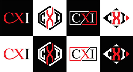 CXI logo. CXI set , C X I design. White CXI letter. CXI, C X I letter logo design. Initial letter CXI letter logo set, linked circle uppercase monogram logo. C X I letter logo vector design.	
