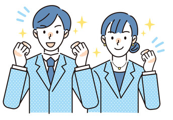 やる気のあふれる会社員 男女 セット