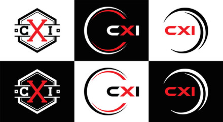 Fototapeta premium CXI logo. CXI set , C X I design. White CXI letter. CXI, C X I letter logo design. Initial letter CXI letter logo set, linked circle uppercase monogram logo. C X I letter logo vector design. 