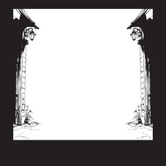 Obraz premium Banner for placing information between two houses