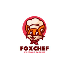 Vector Logo Illustration Fox Chef Mascot Cartoon Style.