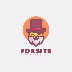 Vector Logo Illustration Fox Site Mascot Cartoon Style.