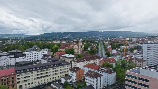 Aerial drone view of Hessian State Museum in Kassel , Hessen , Germany