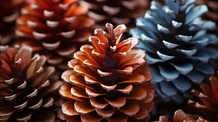 Naklejka na ściany i meble The symmetry of a pinecone's scales is revealed in a detailed close-up
