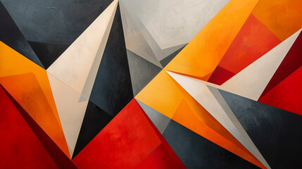 Sharp angles and bold contrasts creating a dynamic hard-edge abstraction that sparks the imagination.
